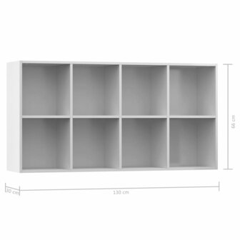 Boekenkast/dressoir 66x30x130 cm bewerkt hout hoogglans wit 8719883673202 12