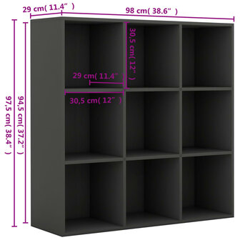 Boekenkast 98x29x97,5 cm bewerkt hout grijs 8719883869858 6