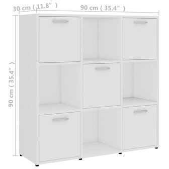 Boekenkast 90x30x90 cm bewerkt hout wit 8720286017241 8