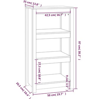 Boekenkast 50x35x97 cm massief grenenhout honingbruin 8720845556587 8