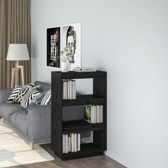 Boekenkast/kamerscherm 60x35x103 cm massief grenenhout zwart 8720286815991 1