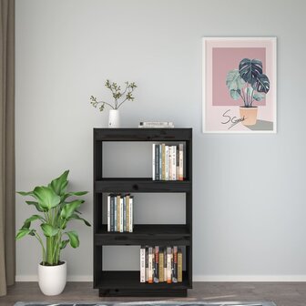 Boekenkast/kamerscherm 60x35x103 cm massief grenenhout zwart 8720286815991 3