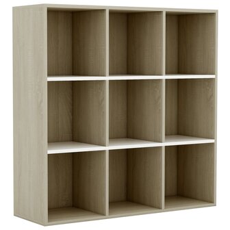 Boekenkast 98x29x97,5cm bewerkt hout wit en sonoma eikenkleurig 8719883869889 2