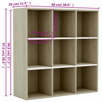 Boekenkast 98x29x97,5cm bewerkt hout wit en sonoma eikenkleurig 8719883869889 6