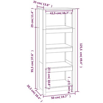 Boekenkast 50x35x125,5 cm massief grenenhout 8720845556600 8