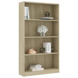 Boekenkast met 4 schappen 80x24x142 cm bewerkt hout sonoma eik 8719883815251 3