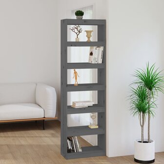 Boekenkast/kamerscherm 60x30x199,5 cm massief grenenhout grijs 8720286608807 1