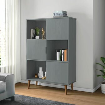 Boekenkast MOLDE 90x35x133,5 cm massief grenenhout grijs 8720845542054 1