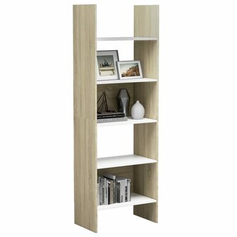 Boekenkast 60x35x180 cm bewerkt hout wit en sonoma eikenkleurig 8720286352670 5