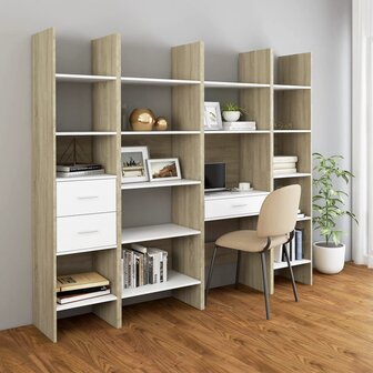 Boekenkast 60x35x180 cm bewerkt hout wit en sonoma eikenkleurig 8720286352670 6