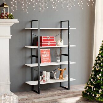 Boekenkast met 4 schappen 100x30x140 cm massief grenenhout wit 8720286567739 1