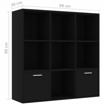 Boekenkast 98x30x98 cm bewerkt hout zwart 8719883869759 9