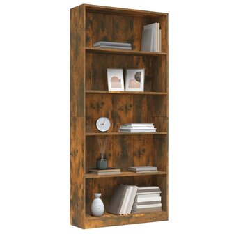 Boekenkast 80x24x175 cm bewerkt hout gerookt eikenkleurig 8720286976074 3