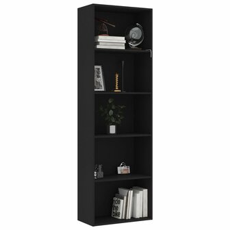 Boekenkast met 5 schappen 60x30x189 cm bewerkt hout zwart 8719883815862 3