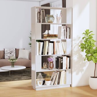 Boekenkast/kamerscherm 80x25x163,5 cm massief grenenhout wit 8720286906088 1