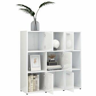 Boekenkast 90x30x90 cm bewerkt hout hoogglans wit 8720286017302 4