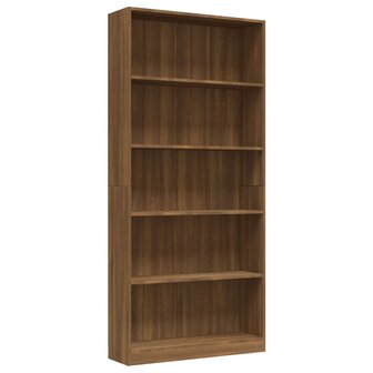 Boekenkast 80x24x175 cm bewerkt hout bruin eikenkleur 8720286976098 2