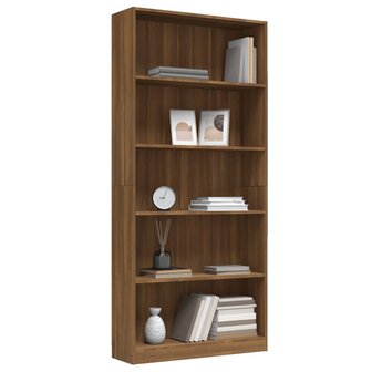 Boekenkast 80x24x175 cm bewerkt hout bruin eikenkleur 8720286976098 3