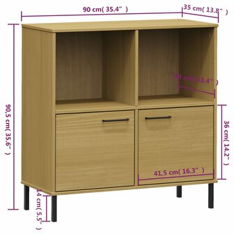 Boekenkast met metalen poten OSLO 90x35x90,5 cm hout bruin 8720845578237 8