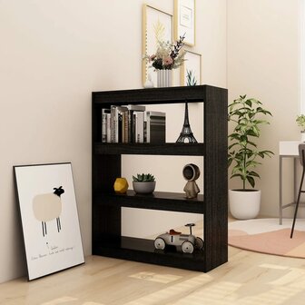 Boekenkast/kamerscherm 100x30x103 cm massief grenenhout zwart 8720286609170 3