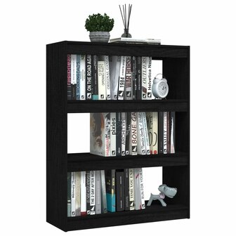 Boekenkast/kamerscherm 100x30x103 cm massief grenenhout zwart 8720286609170 4