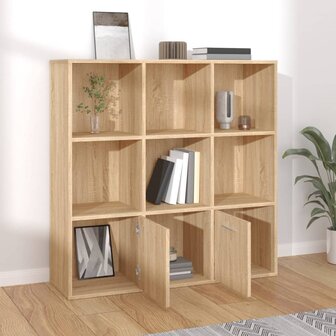 Boekenkast 98x30x98 cm bewerkt hout sonoma eikenkleurig 8719883869773 3