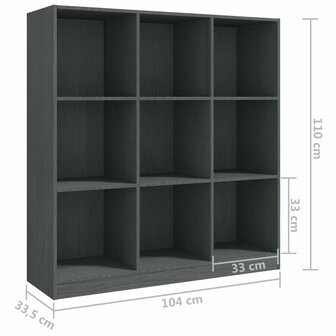 Boekenkast/kamerscherm 104x33,5x110 cm massief grenenhout grijs 8720286773031 8