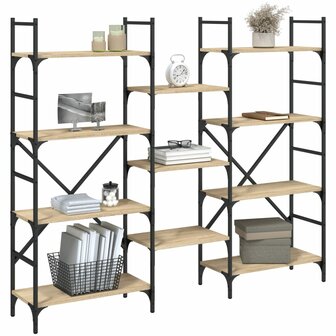 Boekenkast 160x28,5x136,5 cm bewerkt hout sonoma eikenkleurig 8721012339255 4