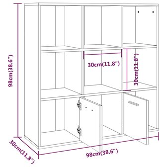 Boekenkast 98x30x98 cm grijs sonoma eikenkleurig 8720286954317 9