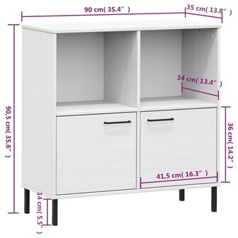 Boekenkast met metalen poten OSLO 90x35x90,5 cm hout wit 8720845578251 8