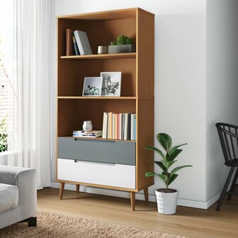 Boekenkast MOLDE 85x35x170,5 cm massief grenenhout bruin 8720845542276 1