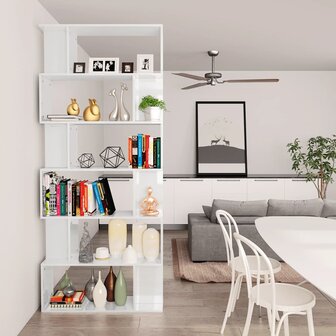 Boekenkast/kamerscherm 80x24x192 cm hoogglans wit 8719883672571 4