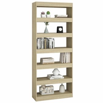 Boekenkast/kamerscherm 80x30x198 cm spaanplaat sonoma eiken 8720286843635 4