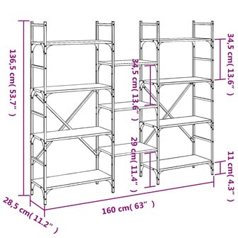 Boekenkast 160x28,5x136,5 cm bewerkt hout bruineikenkleurig 8721012339286 10