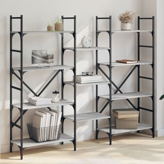 Boekenkast 160x28,5x136,5 cm bewerkt hout grijs sonoma eiken 8721012339279 1