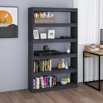 Boekenkast/kamerscherm 100x30x167,5 cm massief grenenhout grijs 8720286609255 1