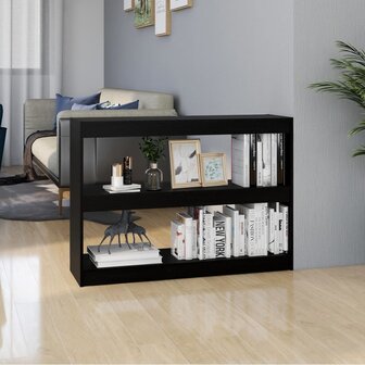 Boekenkast/kamerscherm 100x30x71,5 cm grenenhout zwart 8720286609125 1