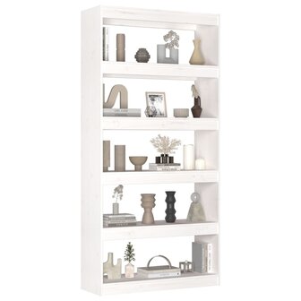 Boekenkast/kamerscherm 80x30x167,4 cm massief grenenhout wit 8720286608999 4