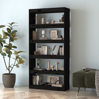 Boekenkast/kamerscherm 80x30x167,4 cm massief grenenhout zwart 8720286609026 3