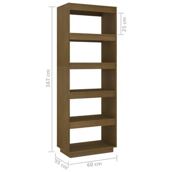 Boekenkast/kamerscherm 60x35x167 cm grenenhout honingbruin 8720286816080 8