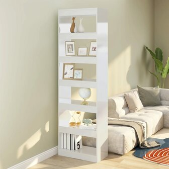 Boekenkast/kamerscherm 60x30x198 cm hoogglans wit 8720286843406 1