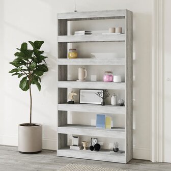 Boekenkast/kamerscherm 100x30x198 cm bewerkt hout grijs sonoma 8720286844731 3