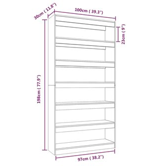 Boekenkast/kamerscherm 100x30x198 cm bewerkt hout grijs sonoma 8720286844731 7