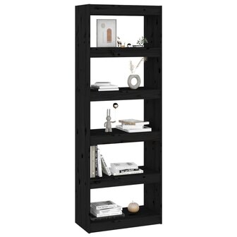 Boekenkast/kamerscherm 60x30x167,5 cm massief grenenhout zwart 8720286608777 7