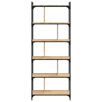 Boekenkast 6-laags 76x32x192 cm bewerkt hout sonoma eikenkleur 8720845418977 4