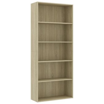 Boekenkast 5 schappen 80x30x189 cm bewerkt hout sonoma eiken 8719883816241 2