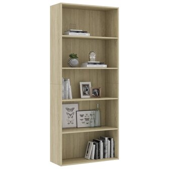 Boekenkast 5 schappen 80x30x189 cm bewerkt hout sonoma eiken 8719883816241 3