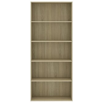 Boekenkast 5 schappen 80x30x189 cm bewerkt hout sonoma eiken 8719883816241 4