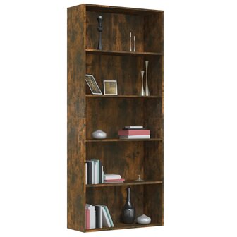 Boekenkast 80x30x189 cm bewerkt hout gerookt eikenkleurig 8720286976135 3