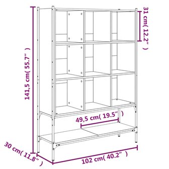 Boekenkast 102x30x141,5 cm bewerkt hout sonoma eikenkleurig 8721012402836 10